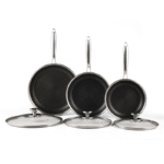 Honeycomb German Laser Coated Flat Bottom Deep Frypan